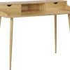 Secretaria Em Madeira Clara Com 2 Gavetas 120 X 60 Cm Lenora