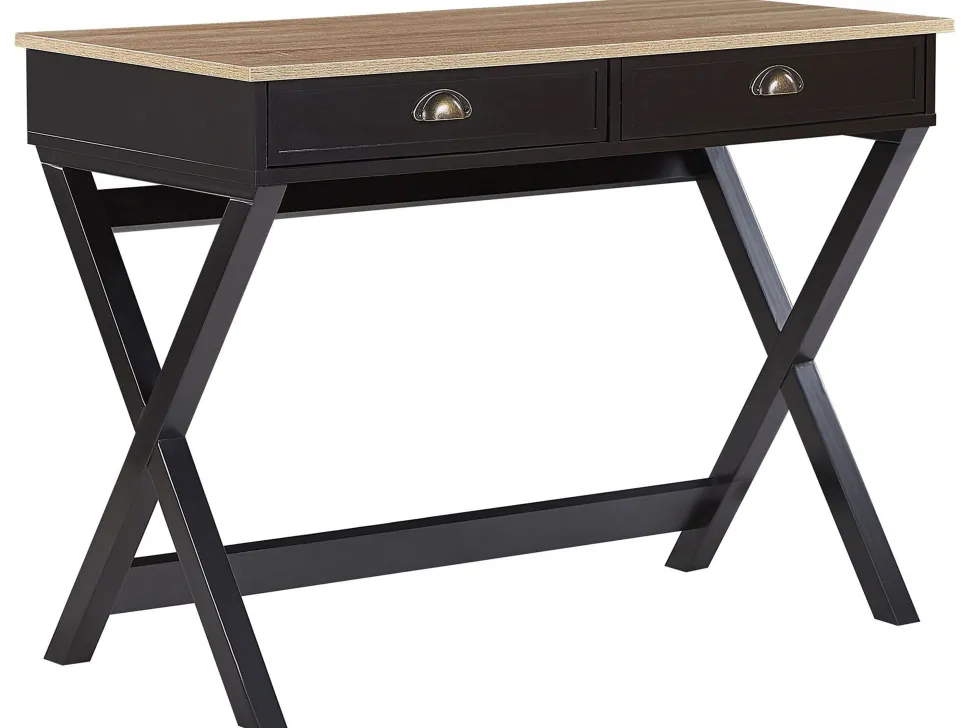 Secretaria Preta E Castanha Clara Com 2 Gavetas 103 X 50 Cm Ekart