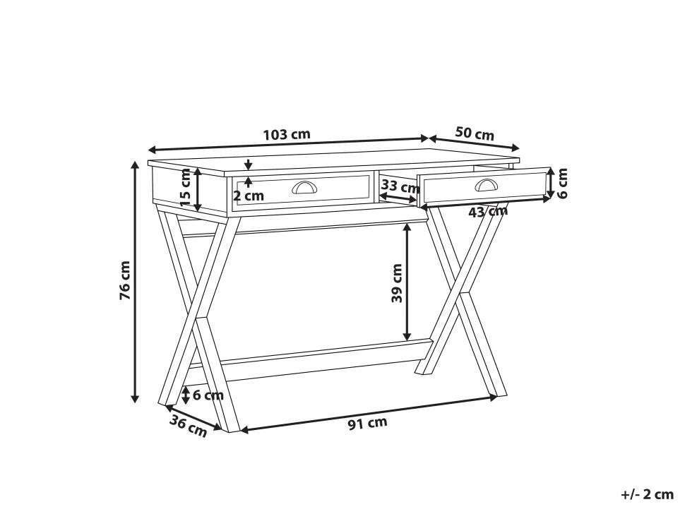 Secretaria Preta E Castanha Clara Com 2 Gavetas 103 X 50 Cm Ekart