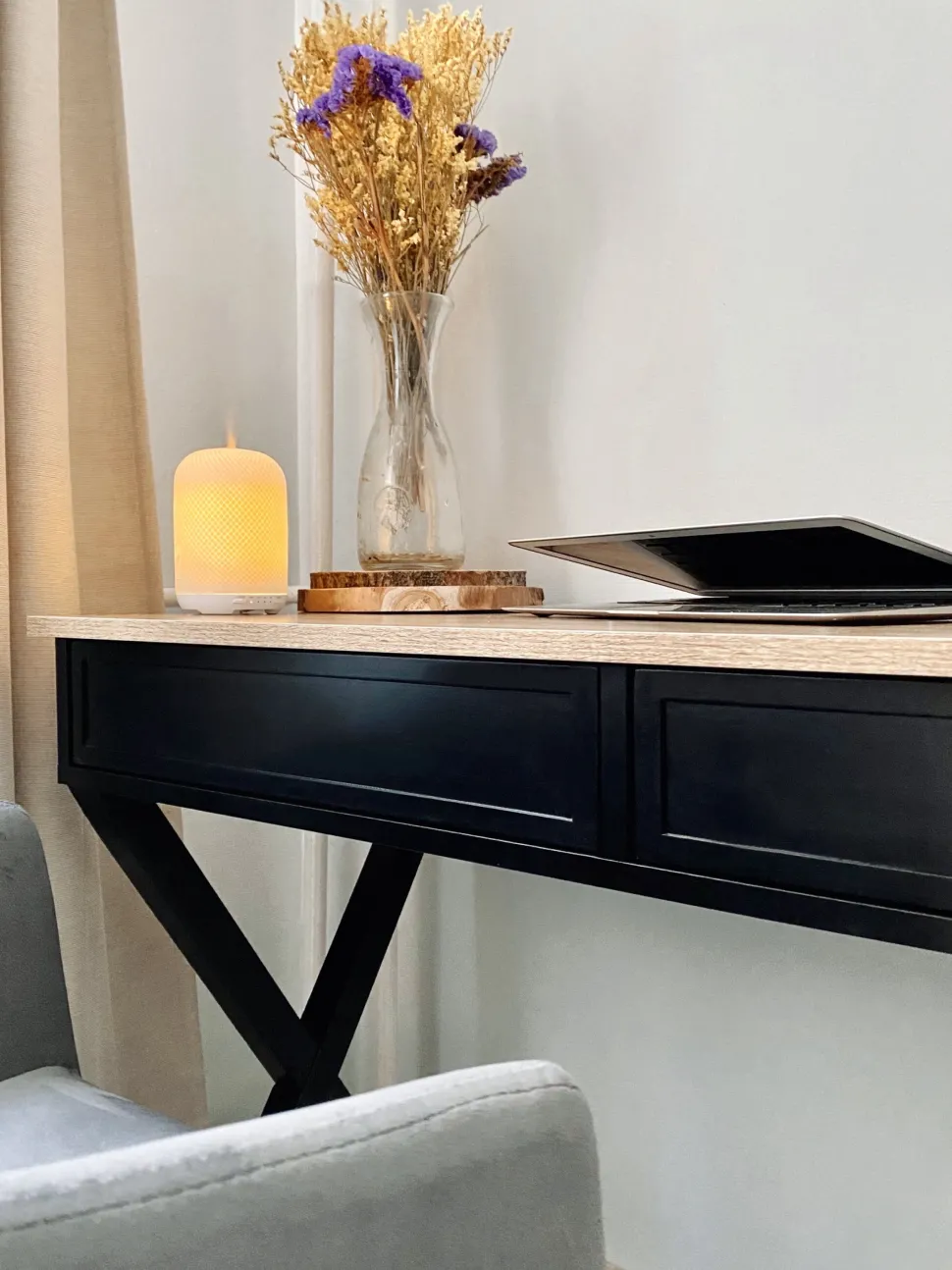 Secretaria Preta E Castanha Clara Com 2 Gavetas 103 X 50 Cm Ekart