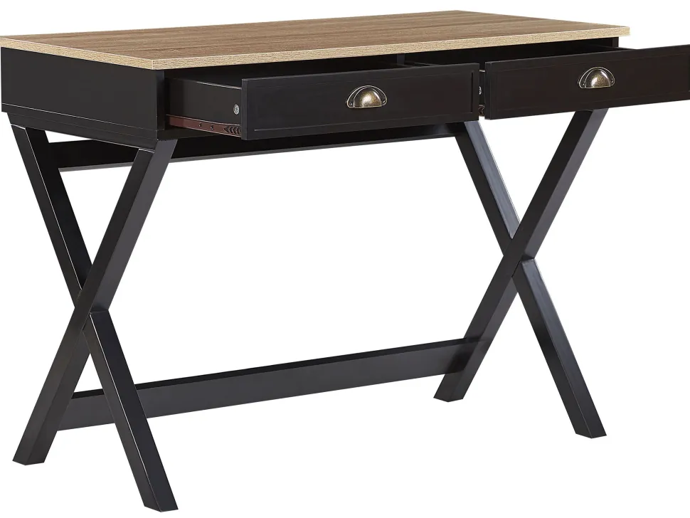 Secretaria Preta E Castanha Clara Com 2 Gavetas 103 X 50 Cm Ekart