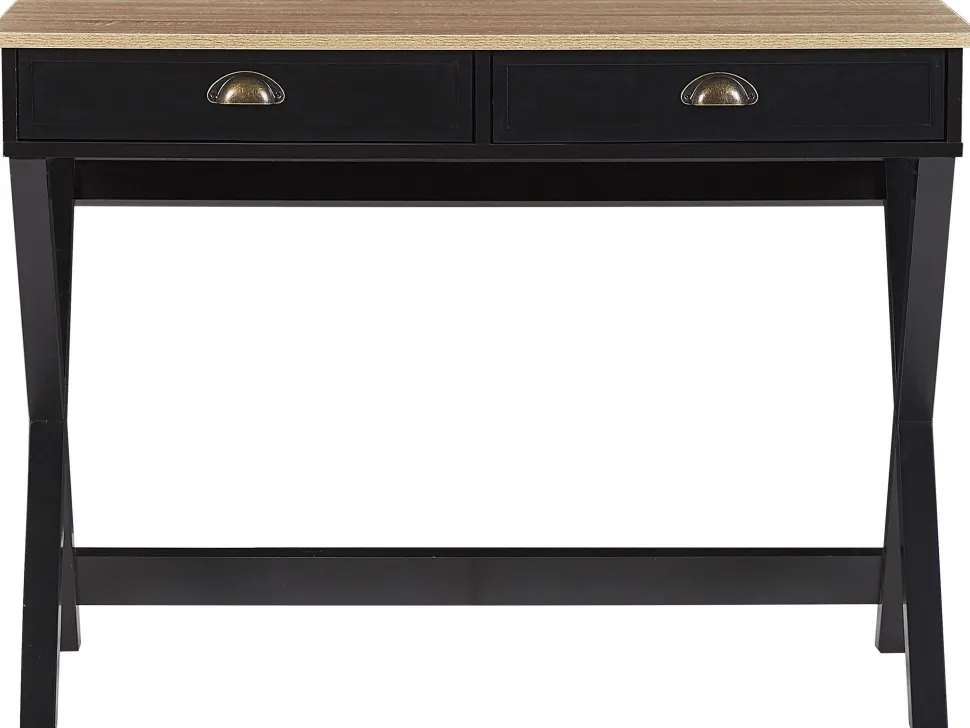 Secretaria Preta E Castanha Clara Com 2 Gavetas 103 X 50 Cm Ekart