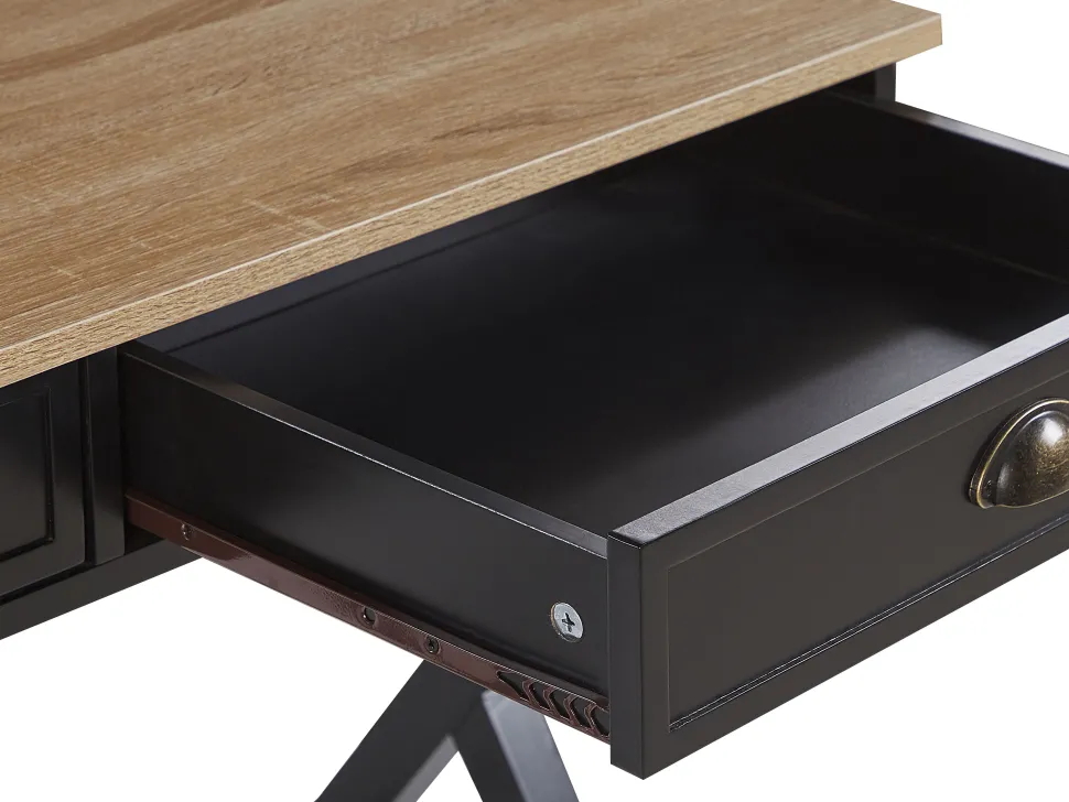 Secretaria Preta E Castanha Clara Com 2 Gavetas 103 X 50 Cm Ekart