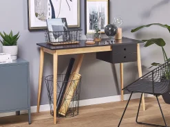 Secretaria Preta E Castanha Clara Com 1 Gaveta 106 X 48 Cm Ebeme