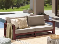 Sofa 2 Lugares Em Madeira De Acacia Vermelha Escura Timor Ii