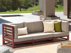 Sofa De 3 Lugares Em Madeira De Acacia Certificada Vermelha Escura Trani