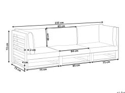 Sofa De 3 Lugares Em Madeira De Acacia Certificada Vermelha Escura Trani