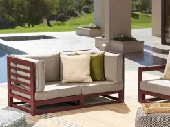 Sofa De 2 Lugares Em Madeira De Acacia Certificada Vermelha Escura Trani