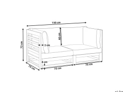Sofa De 2 Lugares Em Madeira De Acacia Certificada Vermelha Escura Trani