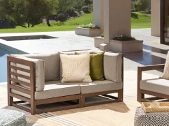 Sofa De 2 Lugares Em Madeira De Acacia Certificada Escura Trani