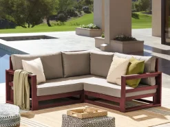 Sofa De Canto 2 Lugares Em Madeira De Acacia Vermelha Escura Timor Ii