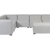 Sofa De Canto Modular 7 Lugares A Direita E Repousa-Pes Em Tecido Cinzento Claro Arezzo
