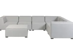 Sofa De Canto Modular 7 Lugares A Direita E Repousa-Pes Em Tecido Cinzento Claro Arezzo
