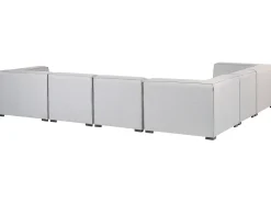 Sofa De Canto Modular 7 Lugares A Direita E Repousa-Pes Em Tecido Cinzento Claro Arezzo