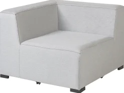 Sofa De Canto Modular 7 Lugares A Direita E Repousa-Pes Em Tecido Cinzento Claro Arezzo