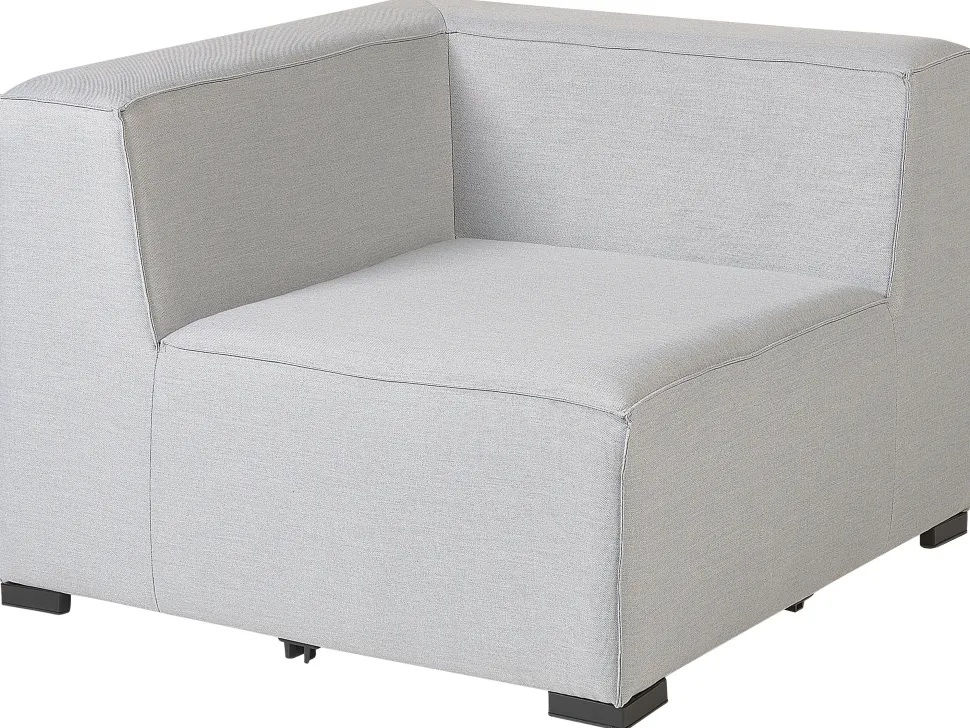 Sofa De Canto Modular 7 Lugares A Direita E Repousa-Pes Em Tecido Cinzento Claro Arezzo