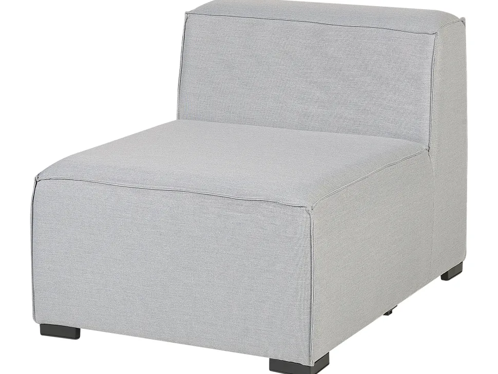 Sofa De Canto Modular 7 Lugares A Direita E Repousa-Pes Em Tecido Cinzento Claro Arezzo