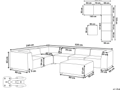 Sofa De Canto Modular 7 Lugares A Direita Com Repousa Pes Em Tecido Cinzento Arezzo