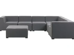 Sofa De Canto Modular 7 Lugares A Direita Com Repousa Pes Em Tecido Cinzento Arezzo