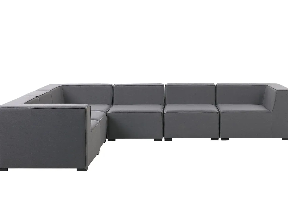 Sofa De Canto Modular 7 Lugares A Direita Com Repousa Pes Em Tecido Cinzento Arezzo
