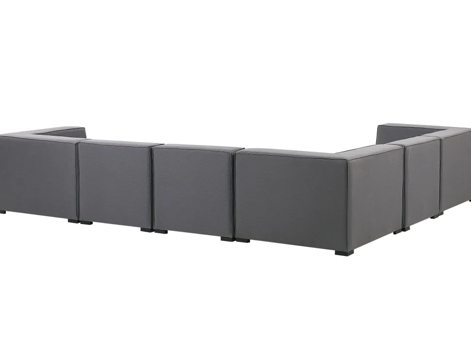 Sofa De Canto Modular 7 Lugares A Direita Com Repousa Pes Em Tecido Cinzento Arezzo