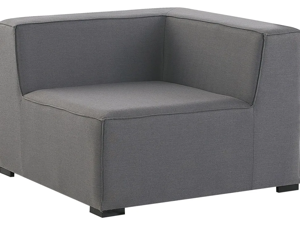 Sofa De Canto Modular 7 Lugares A Direita Com Repousa Pes Em Tecido Cinzento Arezzo