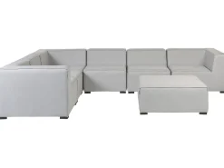 Sofa De Canto Modular 7 Lugares A Esquerda E Repousa-Pes Em Tecido Cinzento Claro Arezzo