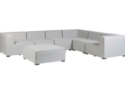 Sofa De Canto Modular 7 Lugares A Esquerda E Repousa-Pes Em Tecido Cinzento Claro Arezzo