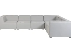Sofa De Canto Modular 7 Lugares A Esquerda E Repousa-Pes Em Tecido Cinzento Claro Arezzo