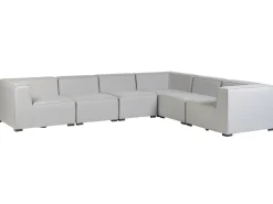 Sofa De Canto Modular 7 Lugares A Esquerda E Repousa-Pes Em Tecido Cinzento Claro Arezzo