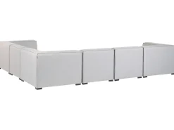 Sofa De Canto Modular 7 Lugares A Esquerda E Repousa-Pes Em Tecido Cinzento Claro Arezzo