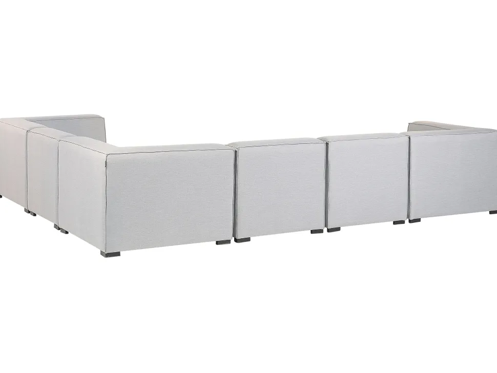 Sofa De Canto Modular 7 Lugares A Esquerda E Repousa-Pes Em Tecido Cinzento Claro Arezzo