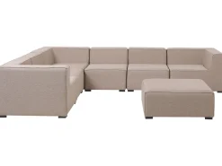Sofa De Canto Modular 7 Lugares A Direita Com Repousa Pes Em Tecido Creme Arezzo