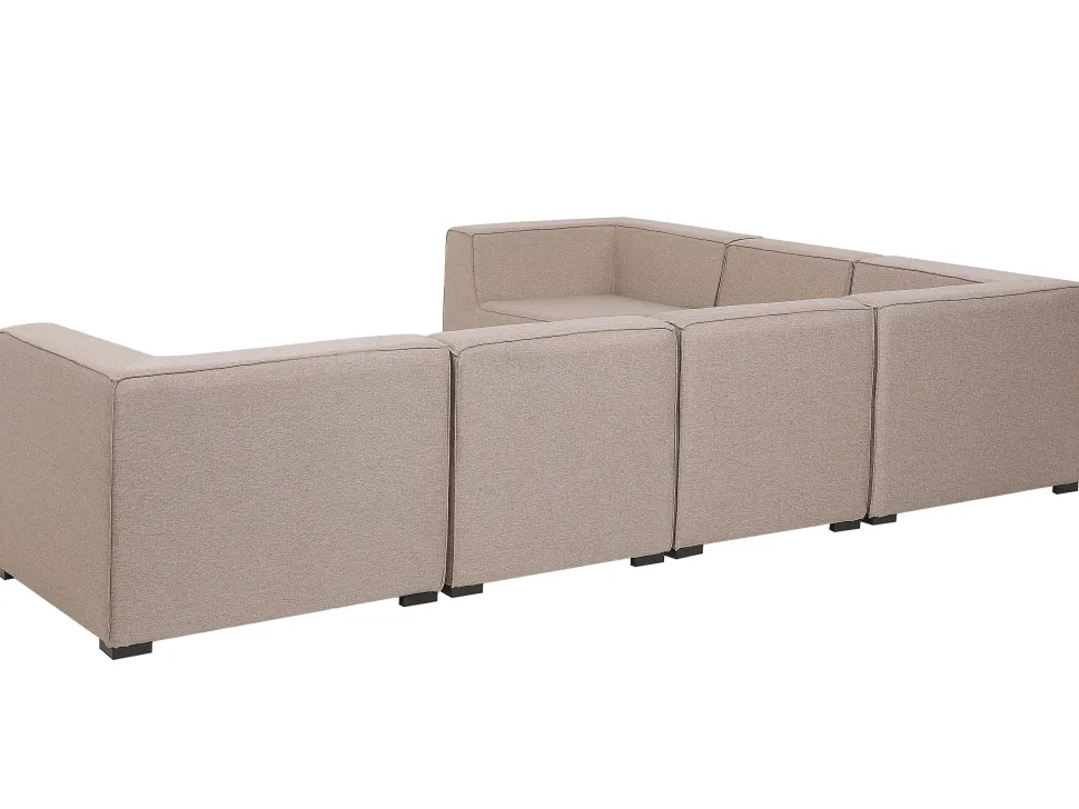 Sofa De Canto Modular 7 Lugares A Direita Com Repousa Pes Em Tecido Creme Arezzo