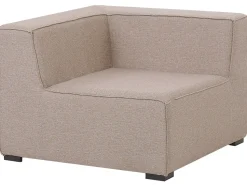 Sofa De Canto Modular 7 Lugares A Direita Com Repousa Pes Em Tecido Creme Arezzo