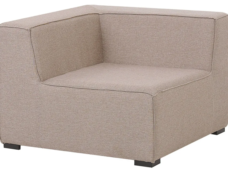 Sofa De Canto Modular 7 Lugares A Direita Com Repousa Pes Em Tecido Creme Arezzo