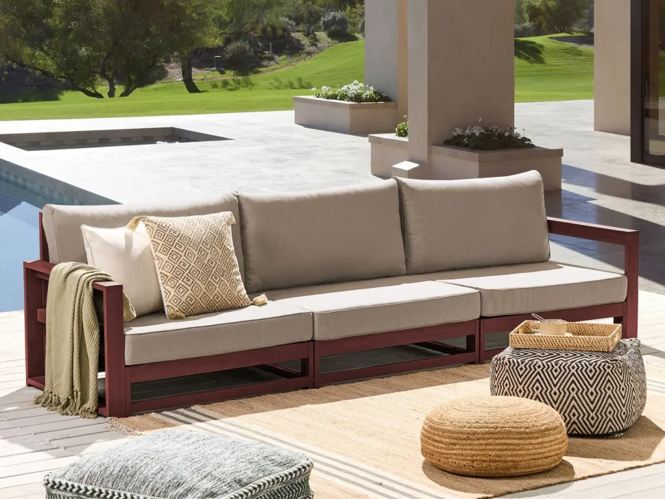 Sofa De Jardim 3 Lugares Madeira De Acacia Certificada Vermelha Escura Timor Ii