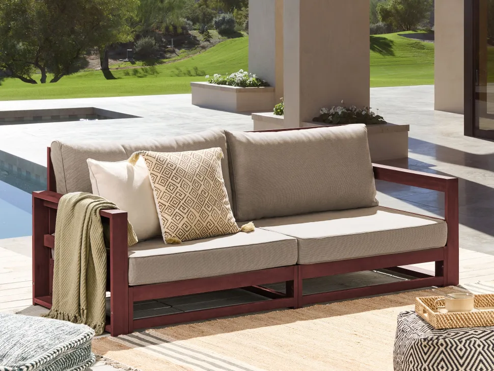 Sofa De Jardim 2 Lugares Madeira De Acacia Certificada Vermelha Escura Timor Ii