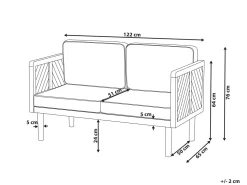 Sofa De Jardim De 2 Lugares Em Madeira De Acacia Com Almofadas Brancas Baratti