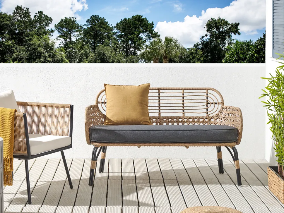Sofa De Jardim De 2 Lugares Em Rattan Cor Natural Pratello