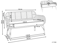 Sofa De Jardim De 2 Lugares Em Rattan Cor Natural Pratello