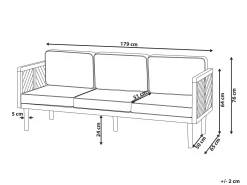 Sofa De Jardim De 3 Lugares Em Madeira De Acacia Com Almofadas Brancas Baratti
