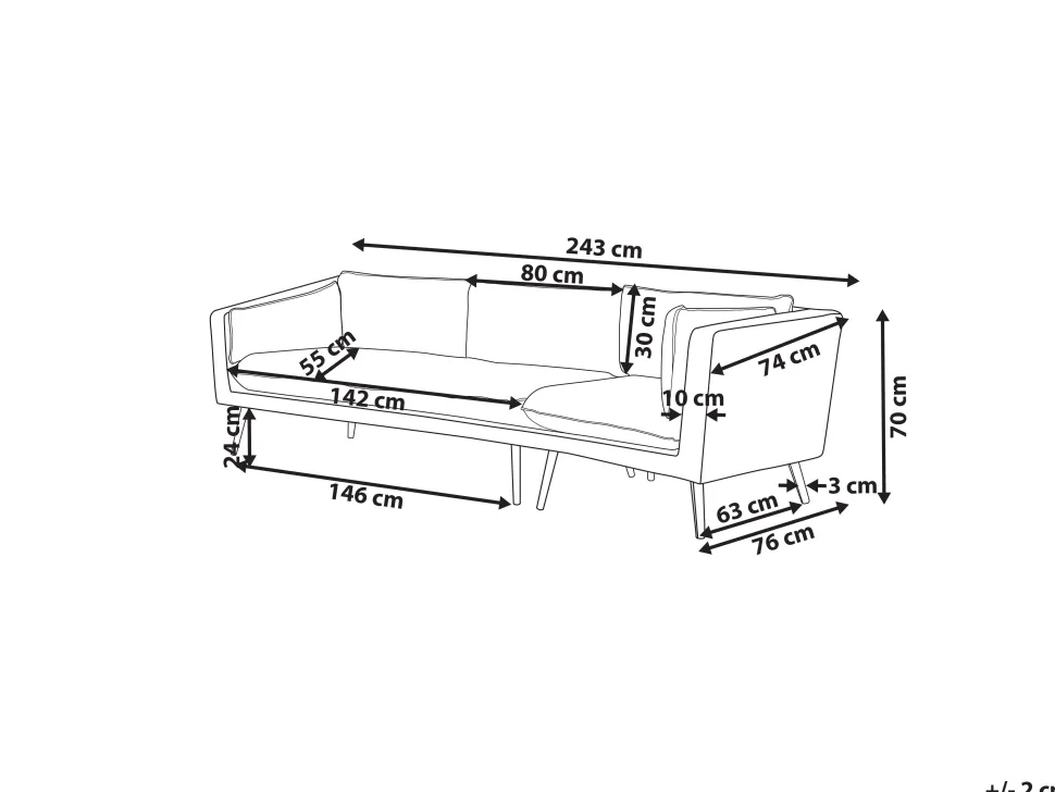 Sofa De Jardim Modular 3 Lugares Versao A Esquerda Creme Loretello