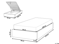 Sommier De Solteiro Com Arrumação Em Tecido Creme 90 X 200 Cm Dinan