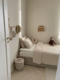 Sommier De Solteiro Com Arrumação Em Tecido Creme 90 X 200 Cm Dinan