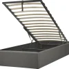 Sommier De Solteiro Com Arrumação Em Tecido Cinzento Escuro 90 X 200 Cm Dinan
