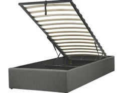 Sommier De Solteiro Com Arrumação Em Tecido Cinzento Escuro 90 X 200 Cm Dinan