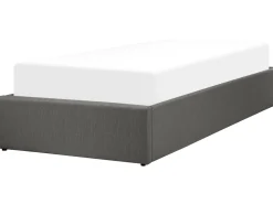Sommier De Solteiro Com Arrumação Em Tecido Cinzento Escuro 90 X 200 Cm Dinan