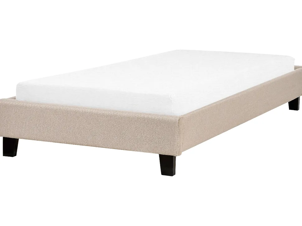 Sommier De Solteiro Em Tecido Creme 90 X 200 Cm Roanne