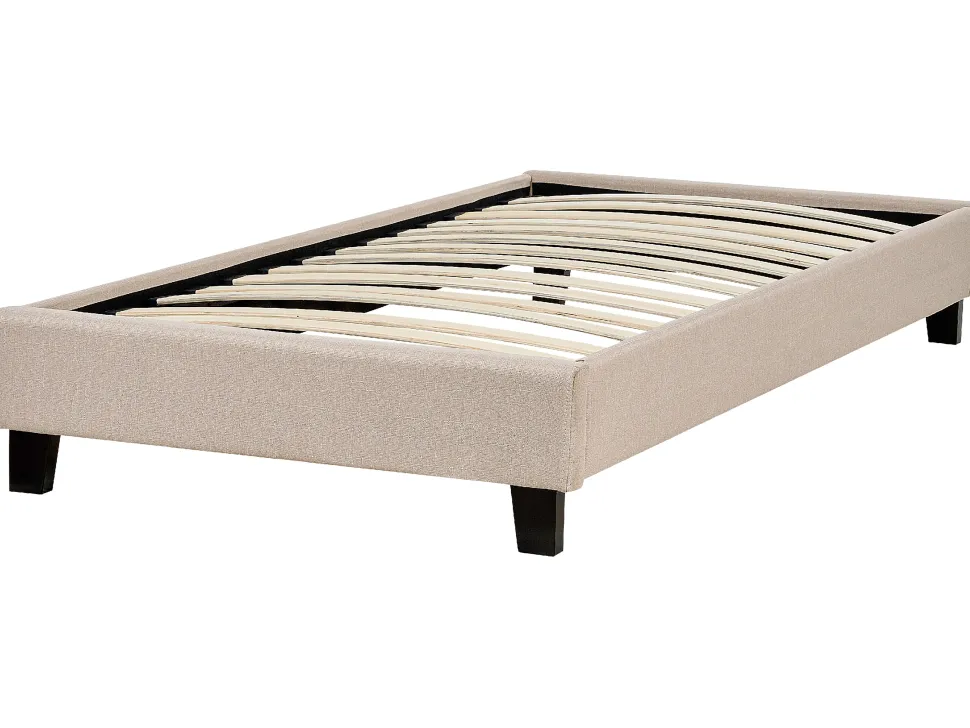 Sommier De Solteiro Em Tecido Creme 90 X 200 Cm Roanne